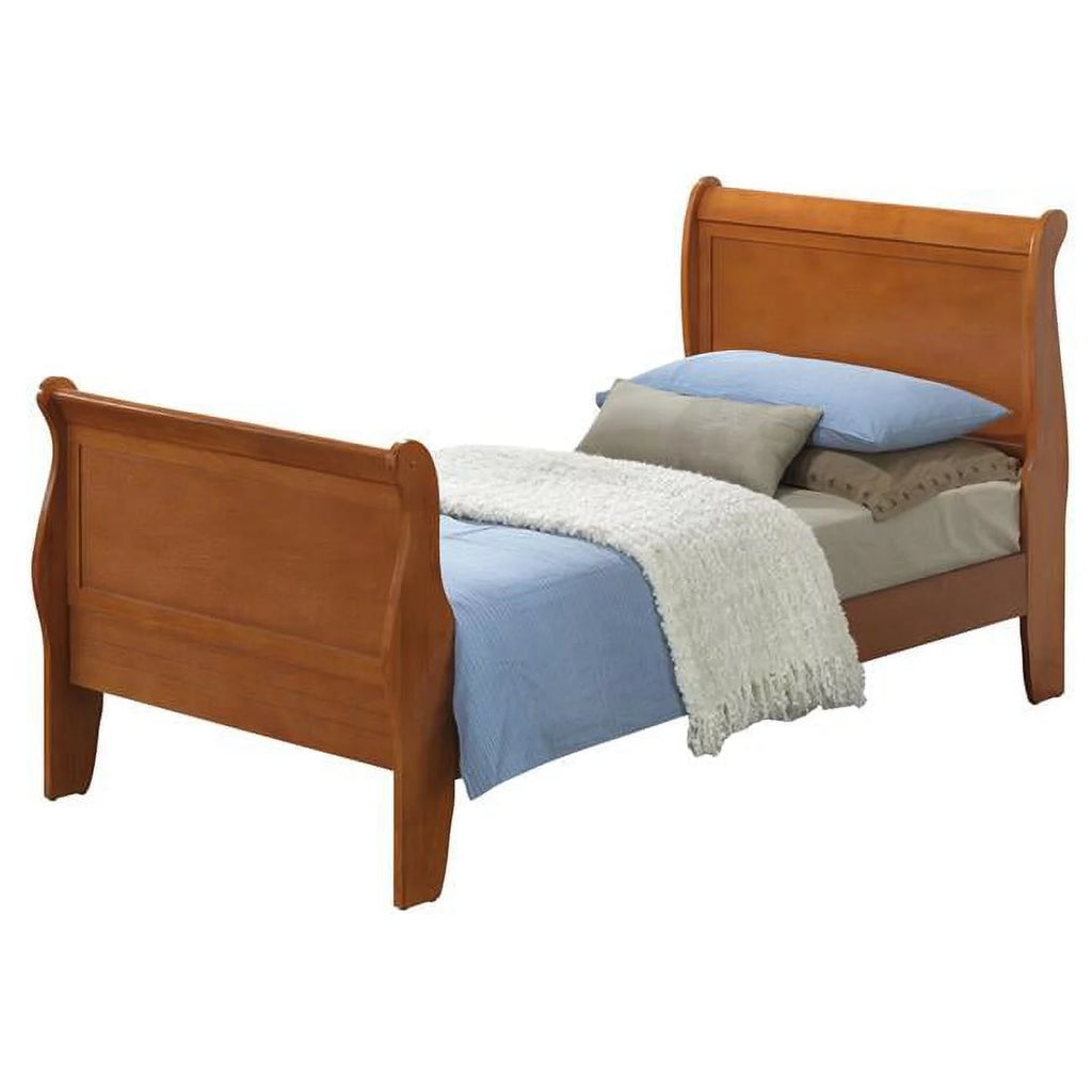 Oak Twin Size Sleigh Bed with Headboard & Footboard N35897