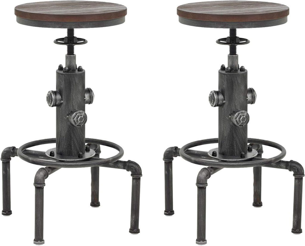 Adjustable Height Solid Wood Barstool Set of 2 H583742
