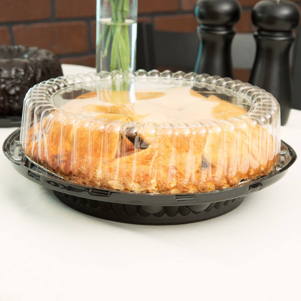 9x22 Black Pie Container with Clear High Dome Lid U102