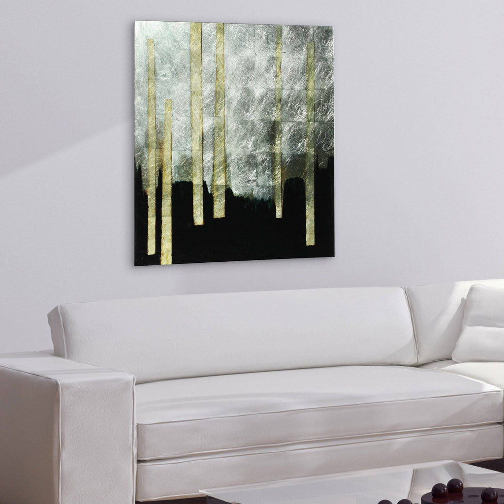 Printed Tempered Glass Art with Silver Leaf H969