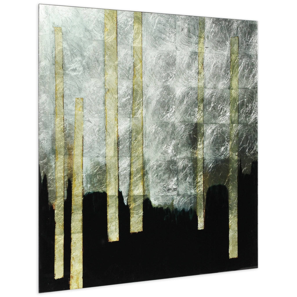 Printed Tempered Glass Art with Silver Leaf H969