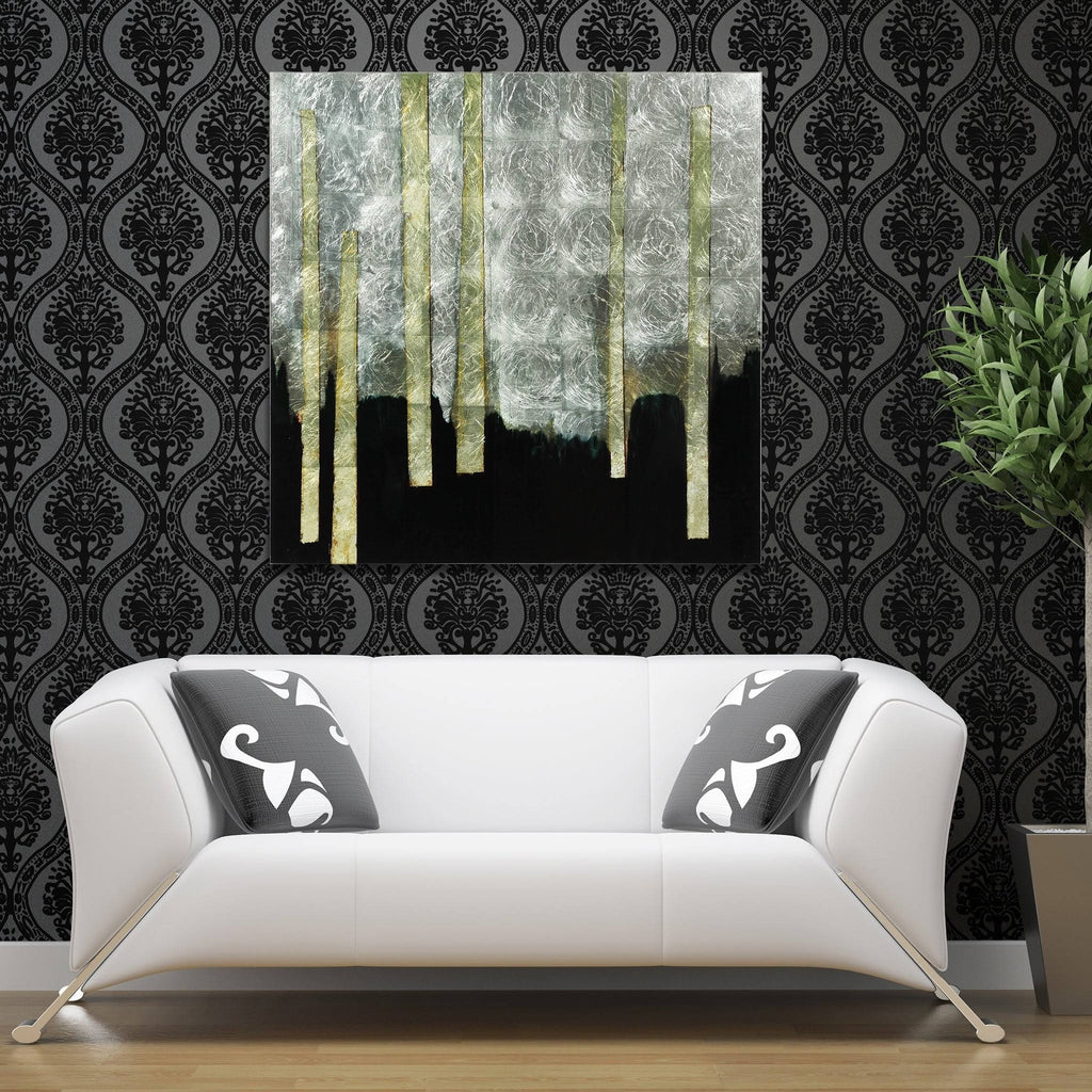 Printed Tempered Glass Art with Silver Leaf H969