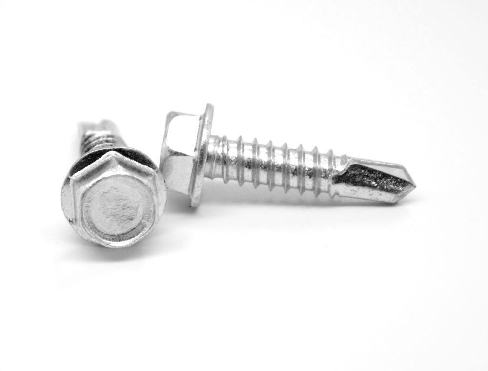 #8-18 x 1x22 BSD Thread Self Drilling Screw Hex Washer Head #3 Point Low Carbon Steel Zinc Plated F4197
