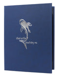 6 View Book Style Casebound Menu, 4¼ x 14, Dark Blue Plush W9083