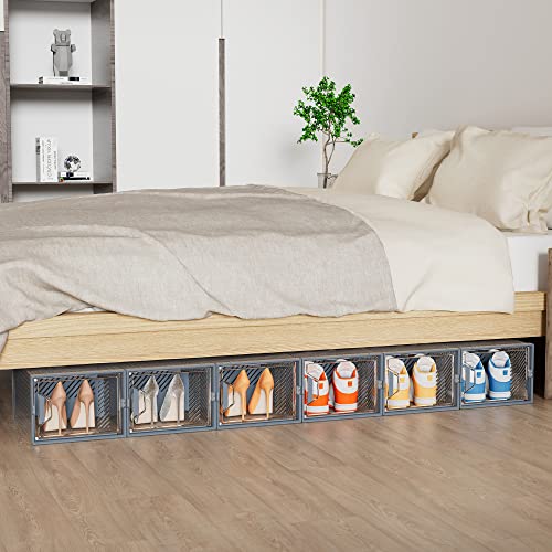 12 Pack Clear Plastic Stackable Shoe Storage Boxes Q833052