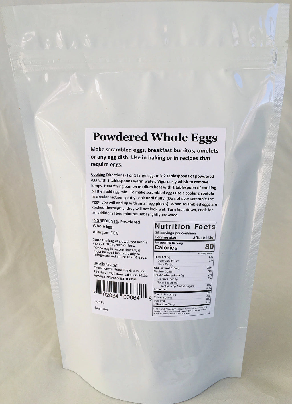 1 Pound (16 oz) Whole Powdered Eggs J122444