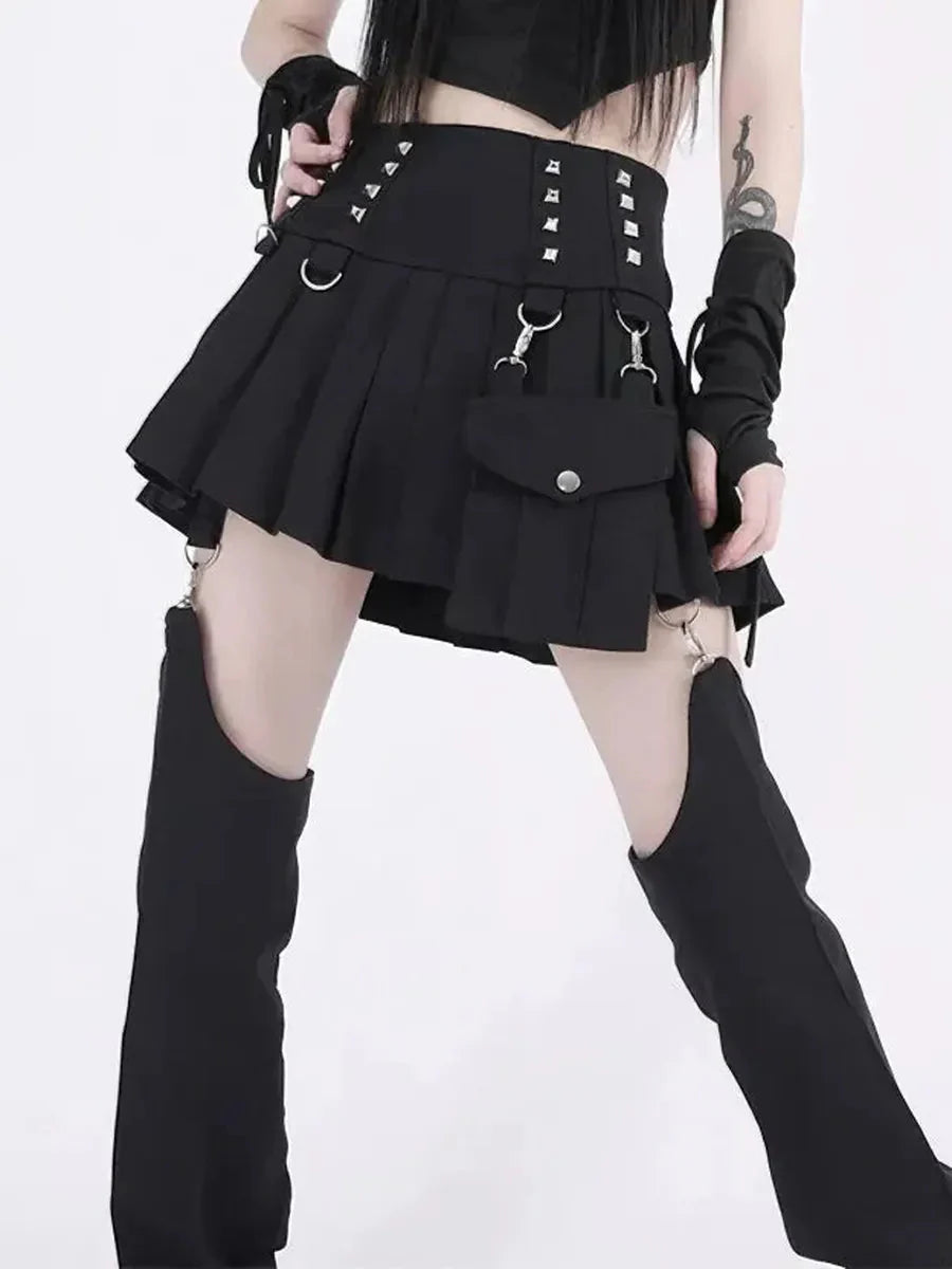 Rivet Detachable Skirt Pants S86090