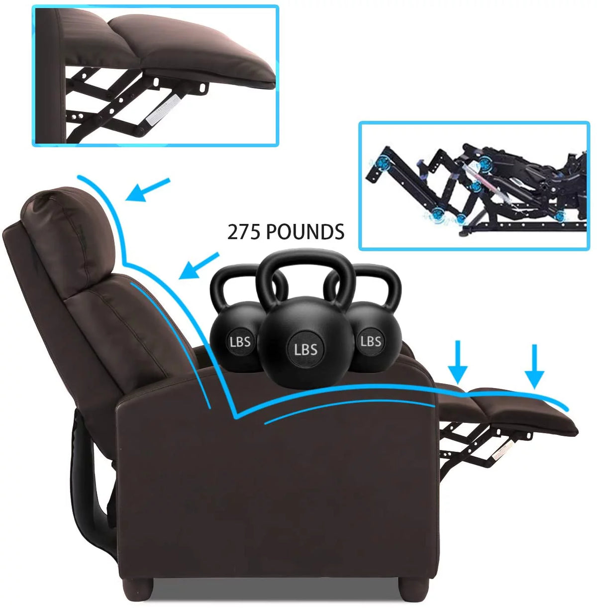 Brown PU Leather Recliner Chair with Footrest S359