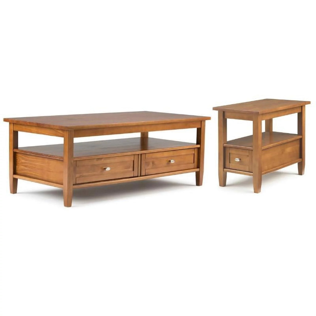 Wood 48" Coffee Table and 14" Narrow Side Table F66542