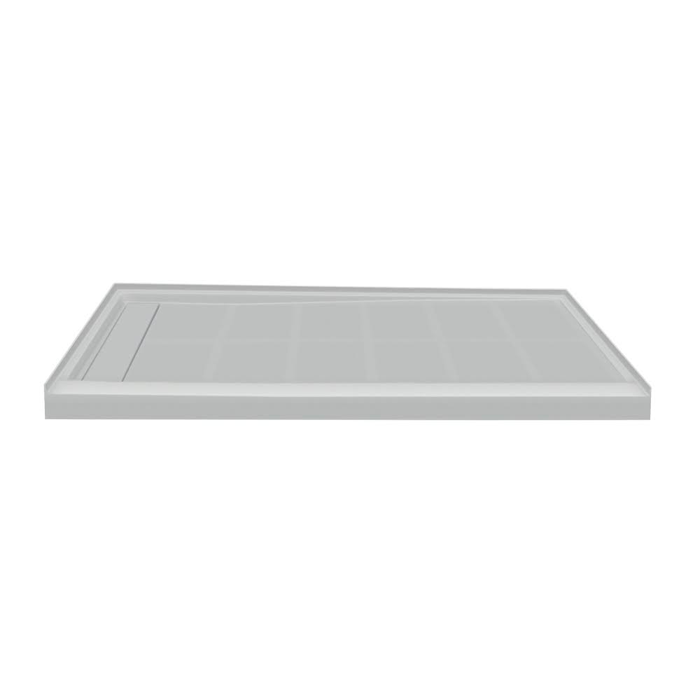Grey Rectangular Alcove Shower Base with Left Hand Drain E737496