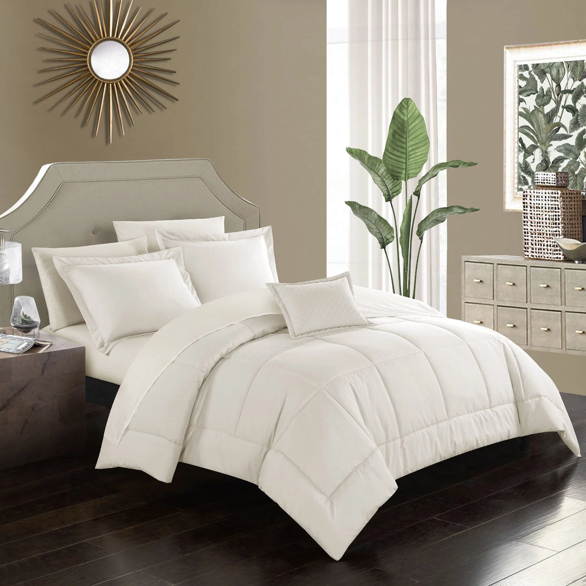 Beige King 8-Piece Comforter Set L126