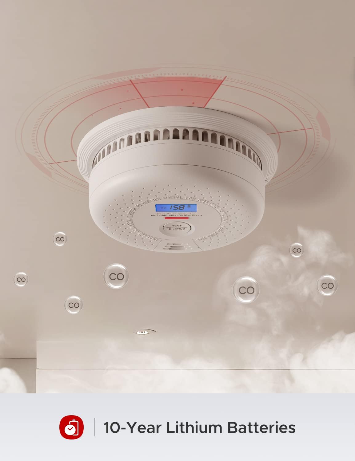 10-Year Battery Dual Sensor Smoke and Carbon Monoxide Alarm, 5-Pack D963