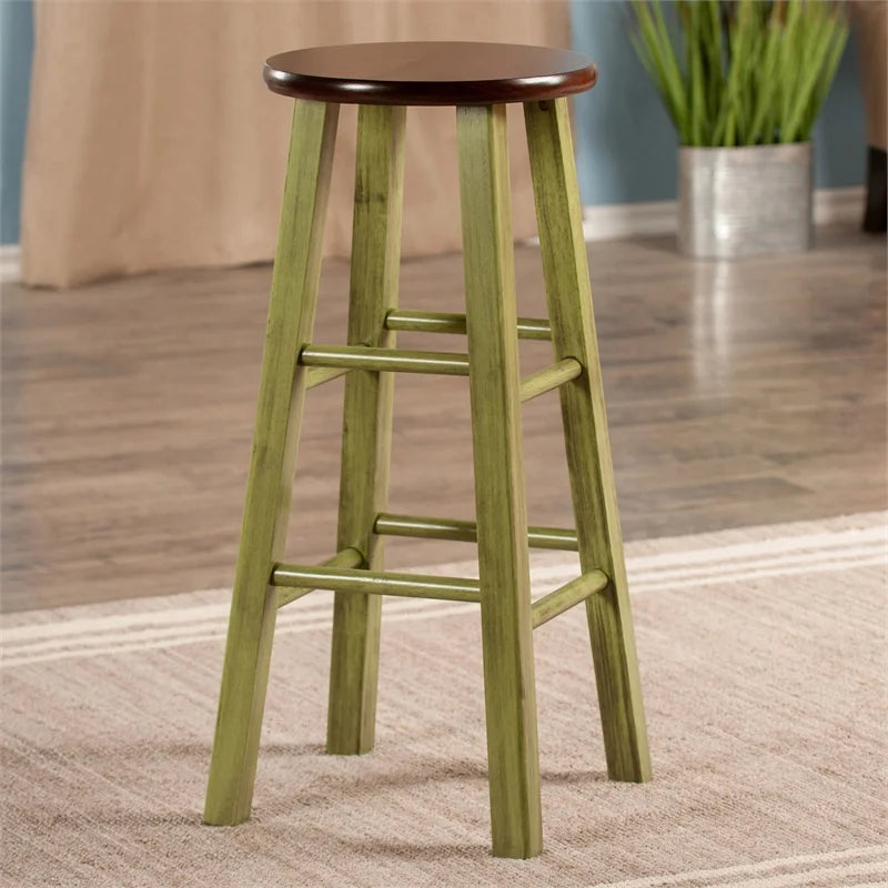 Rustic Green Walnut Finish Bar Stool O414679