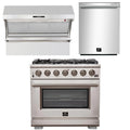 36 Inch Pro Gas Range, Wall Mount Range Hood, Dishwasher J600
