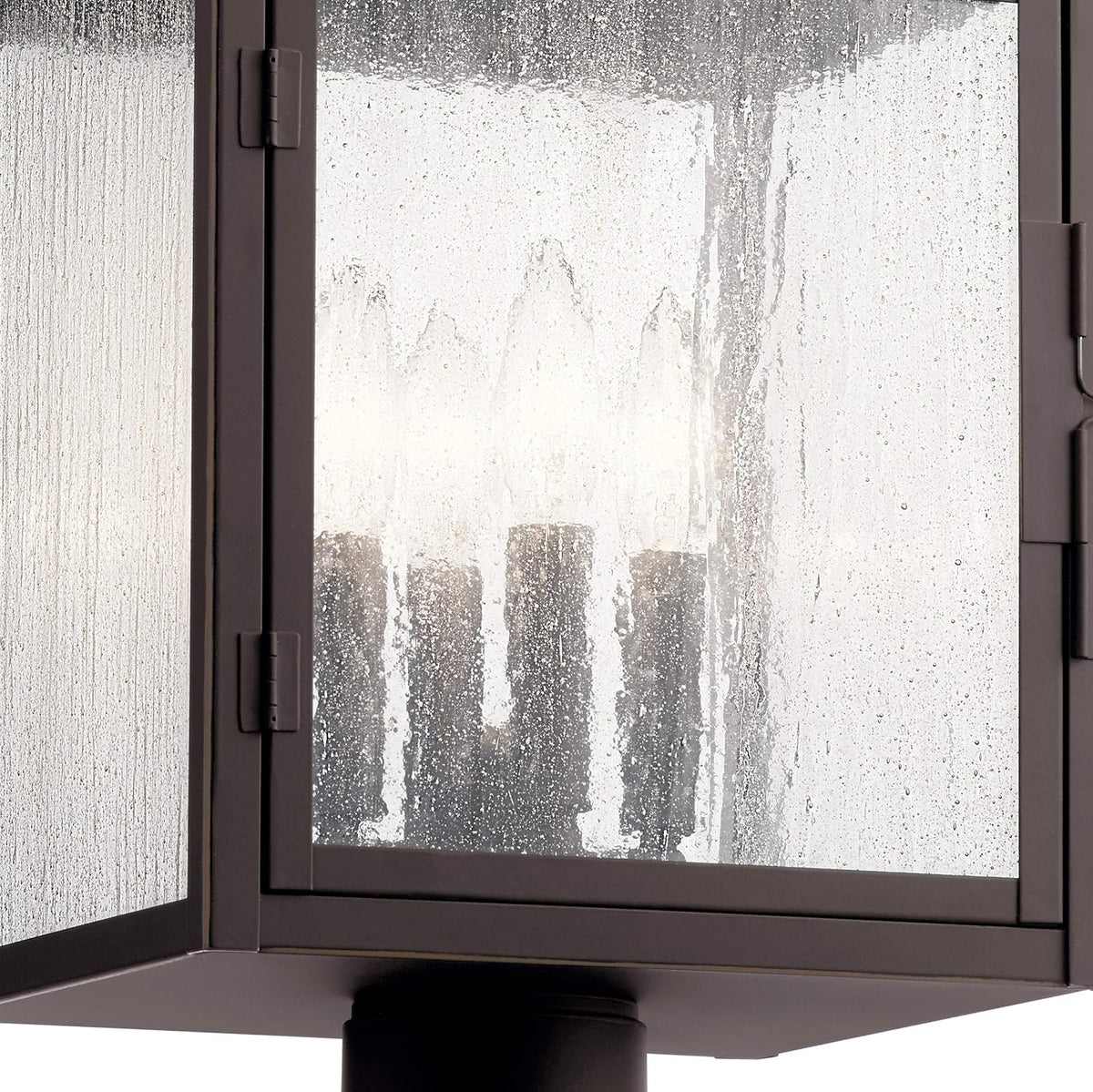 4 Light Post Light with Clear Seeded Glass in Rubbed Bronze D37506