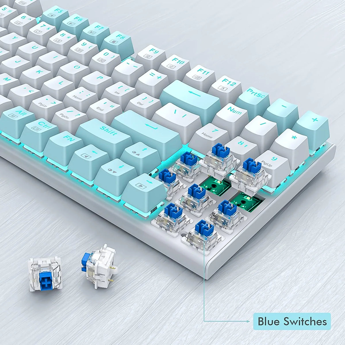 Wired Compact Backlit Mechanical Keyboard 94 Keys Blue Switch H69769
