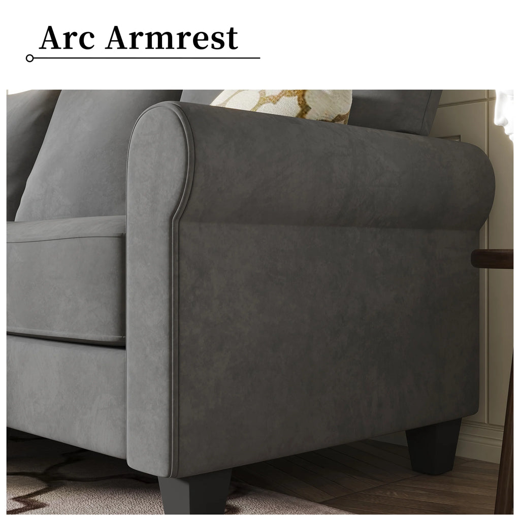 Grey Suede Convertible Sectional Sofa with Chaise E38475