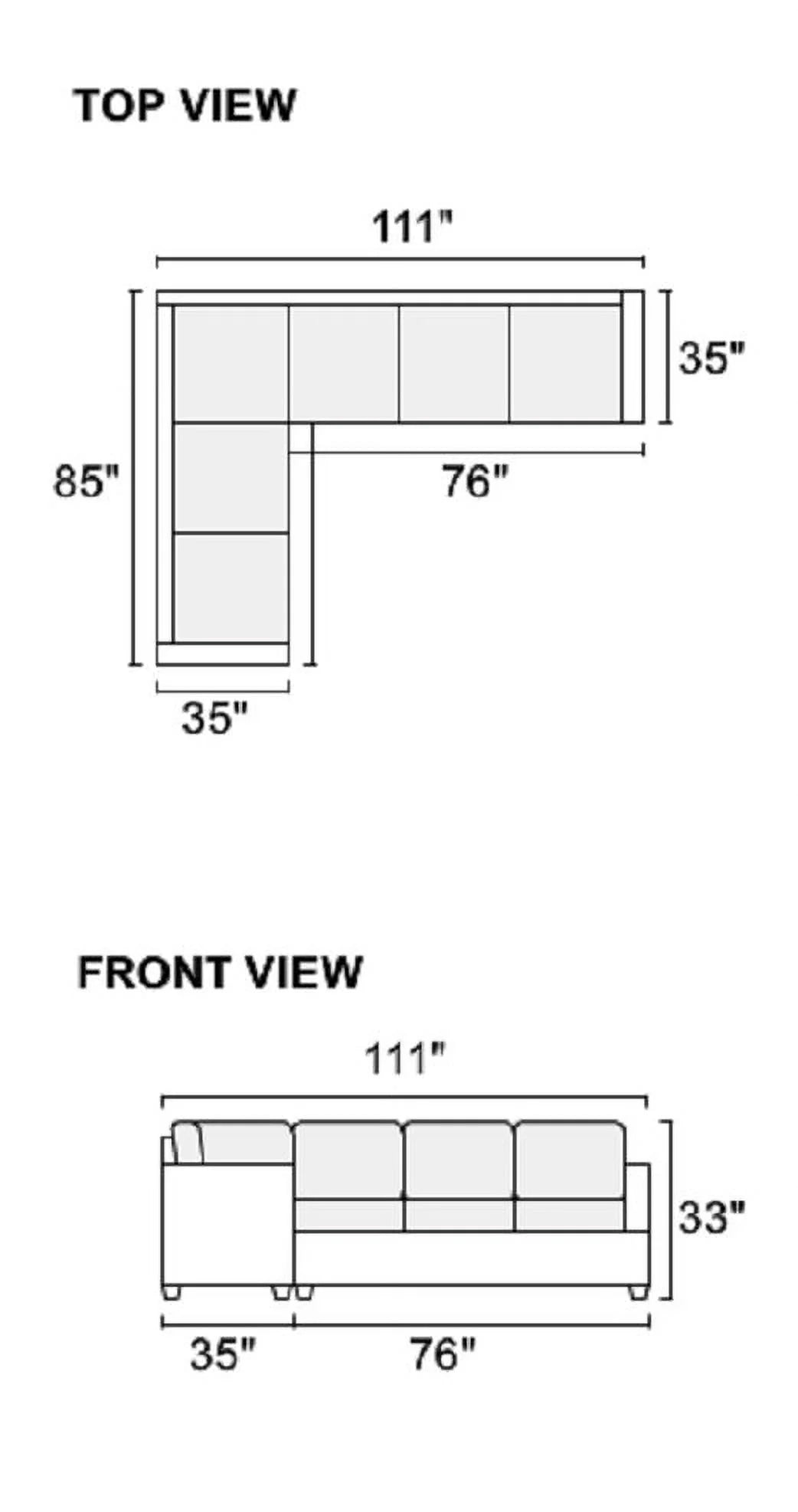 Ash Black Polyfiber Sectional Sofa P7201