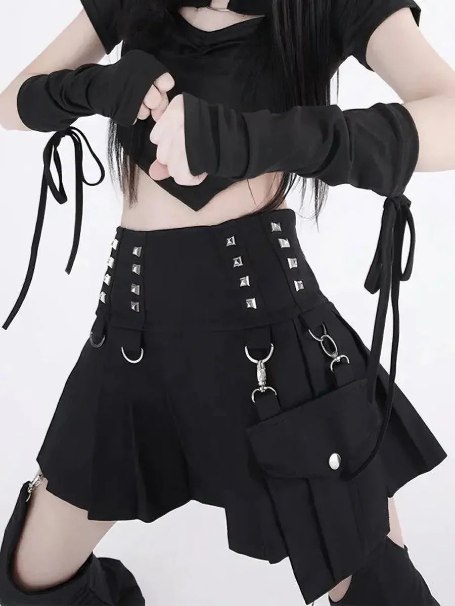 Rivet Detachable Skirt Pants S86090