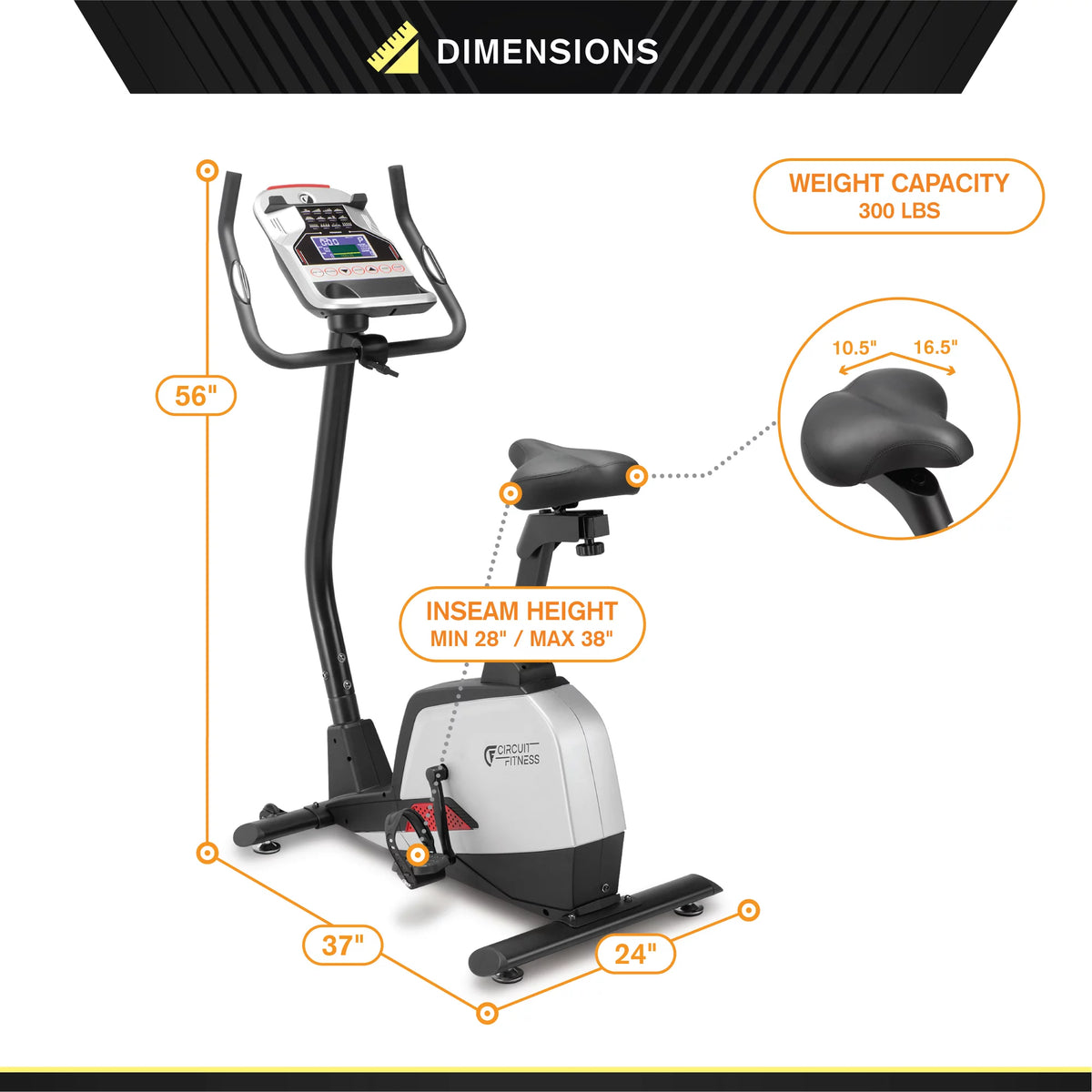 Magnetic Upright Exercise Bike with 15 Workout Presets T52624