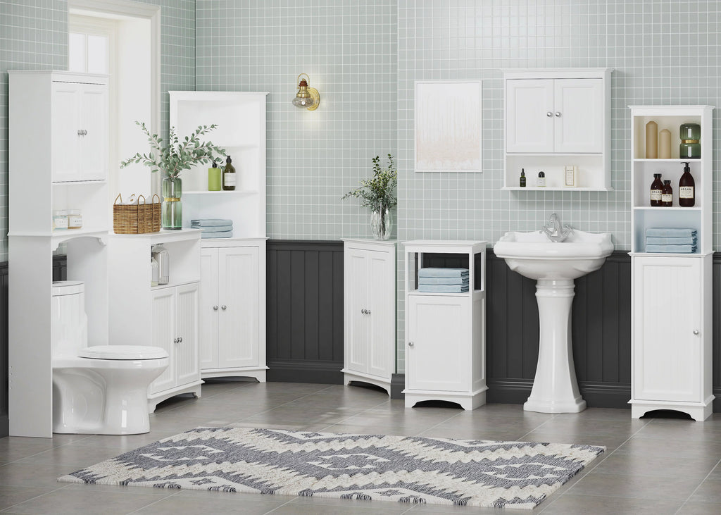 White Tall Corner Cabinet with 2 Shutter Doors O3987