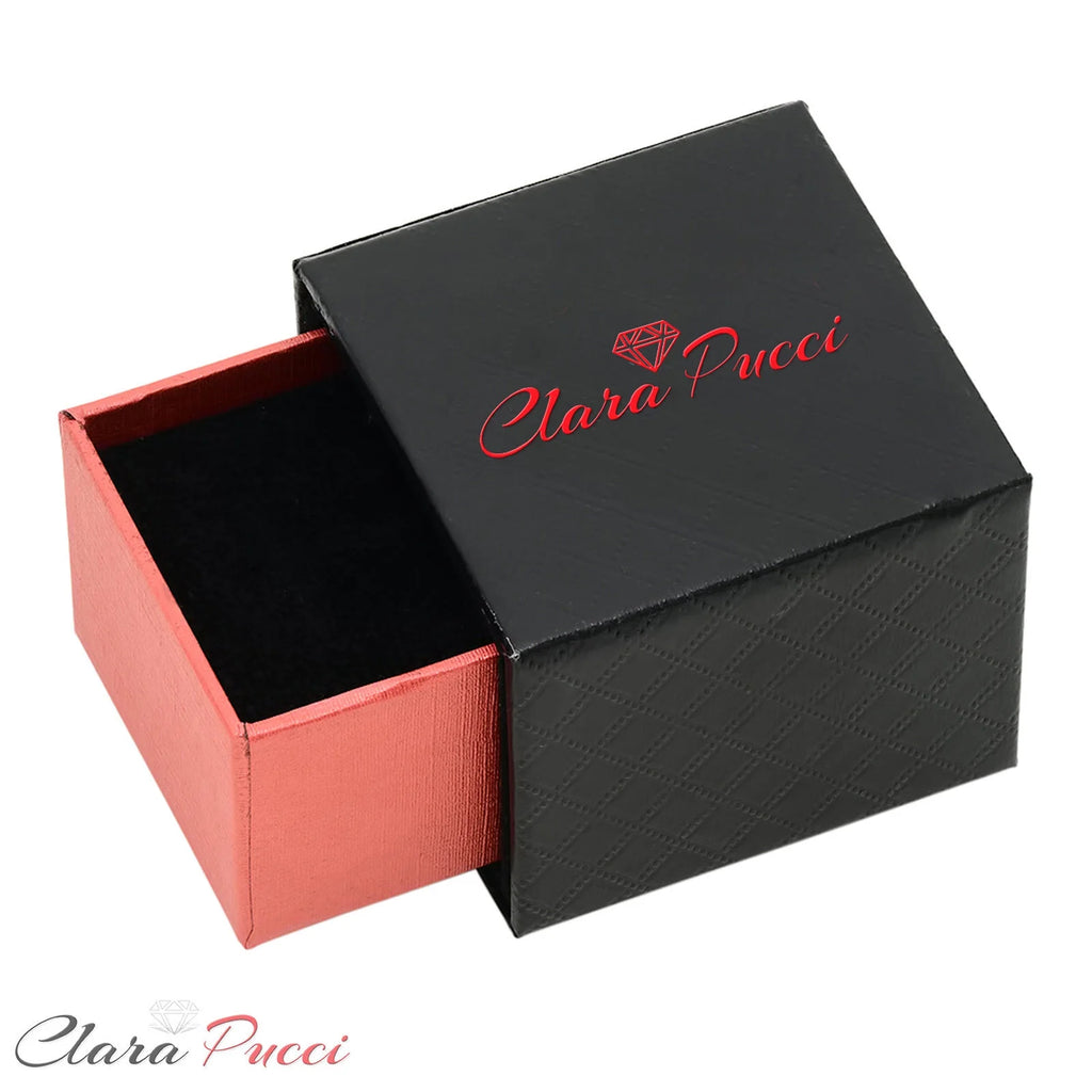 Princess Cut Red Natural Garnet 18k White Gold Ring Band Set Size 3.5 V12085