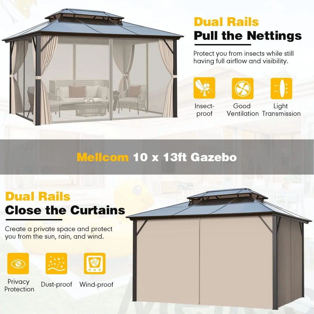 10' x 13' Outdoor Hardtop Gazebo with Aluminum Frame C25059