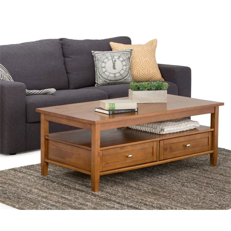 Wood 48" Coffee Table and 14" Narrow Side Table F66542