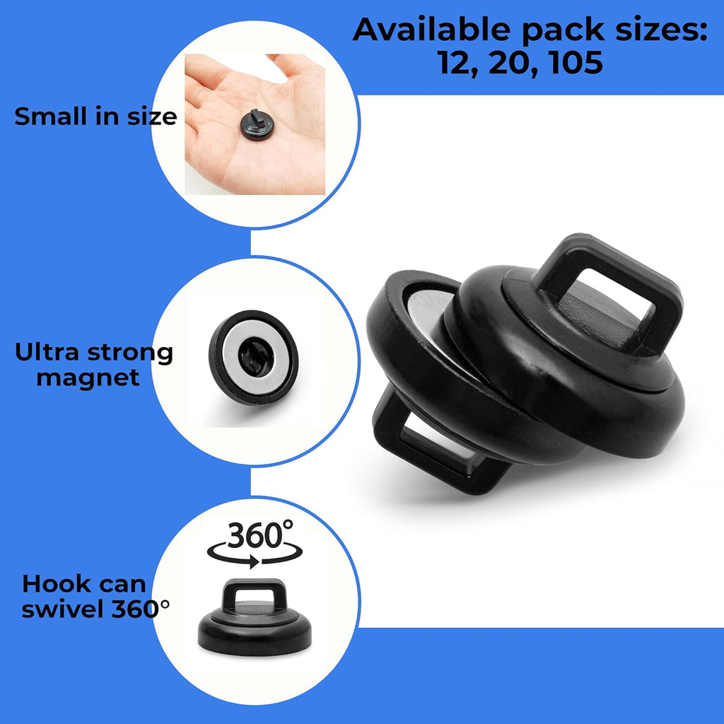 105 Pack Black Magnetic Cable Zip Tie Mounts with Neodymium Magnets T41479