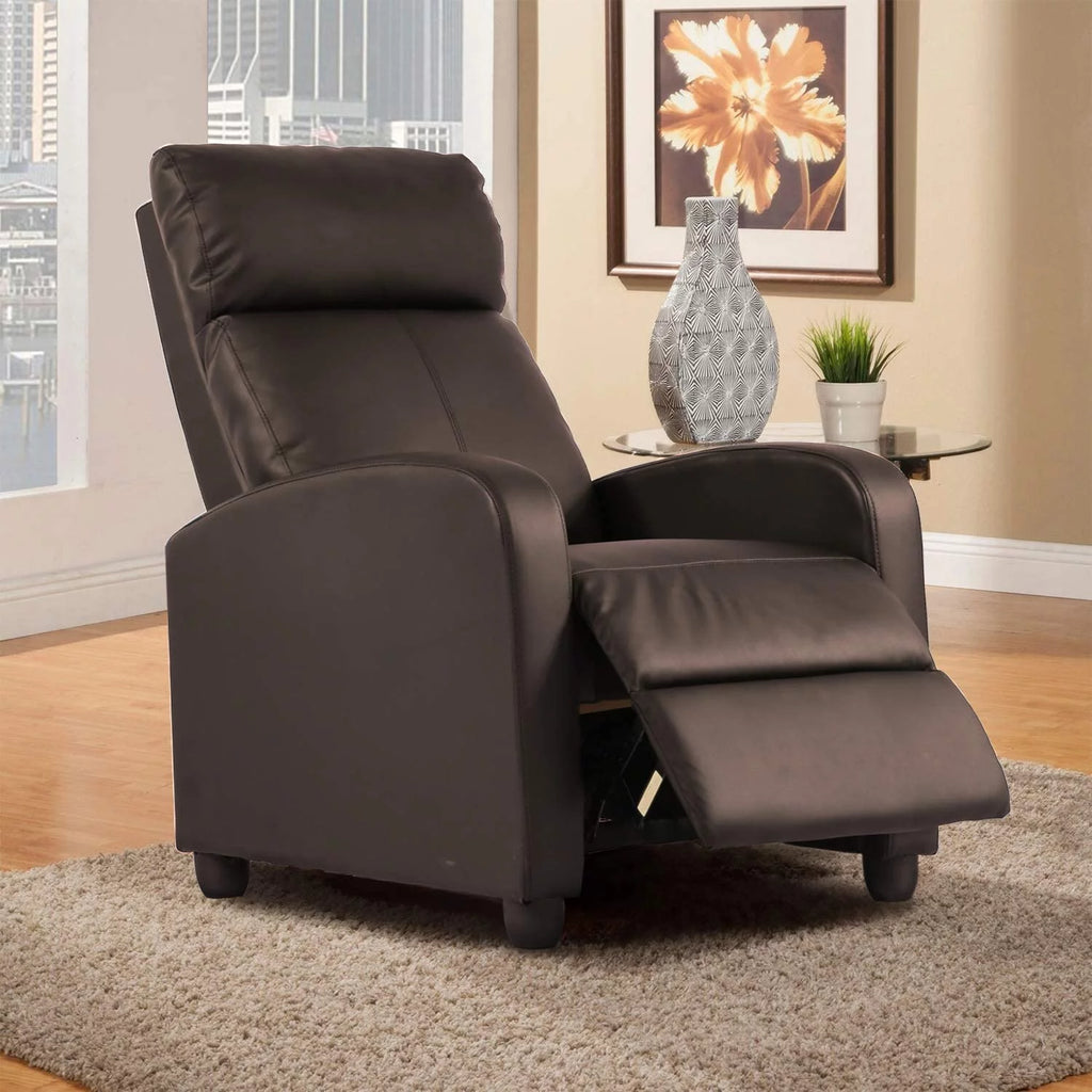 Brown PU Leather Recliner Chair with Footrest S359