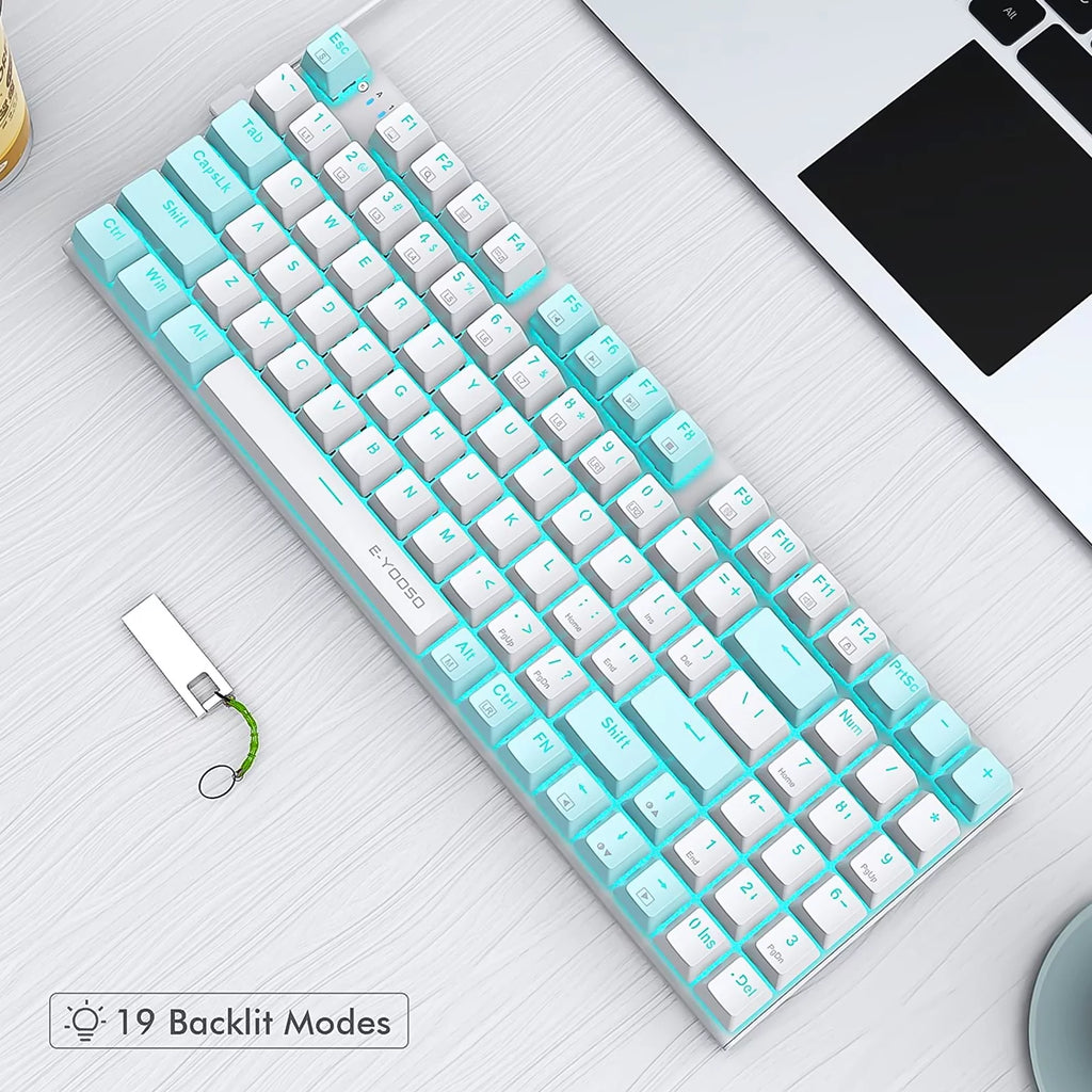 Wired Compact Backlit Mechanical Keyboard 94 Keys Blue Switch H69769